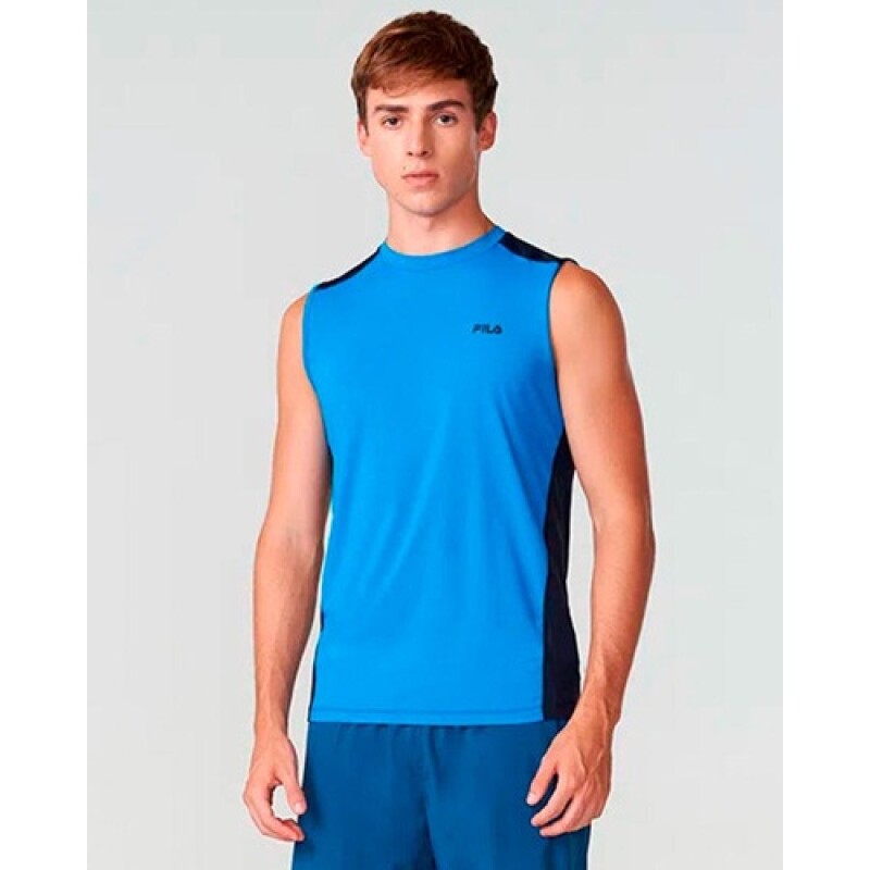 Remera Sin Mangas para Hombre Fila Muscle Slim Azul/Negro Remera Sin Mangas para Hombre Fila Muscle Slim Azul/Negro