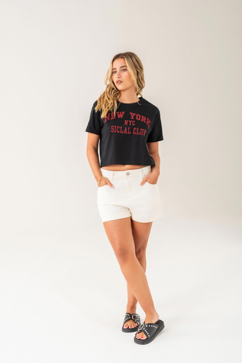 Remera Crop New York - Negro 