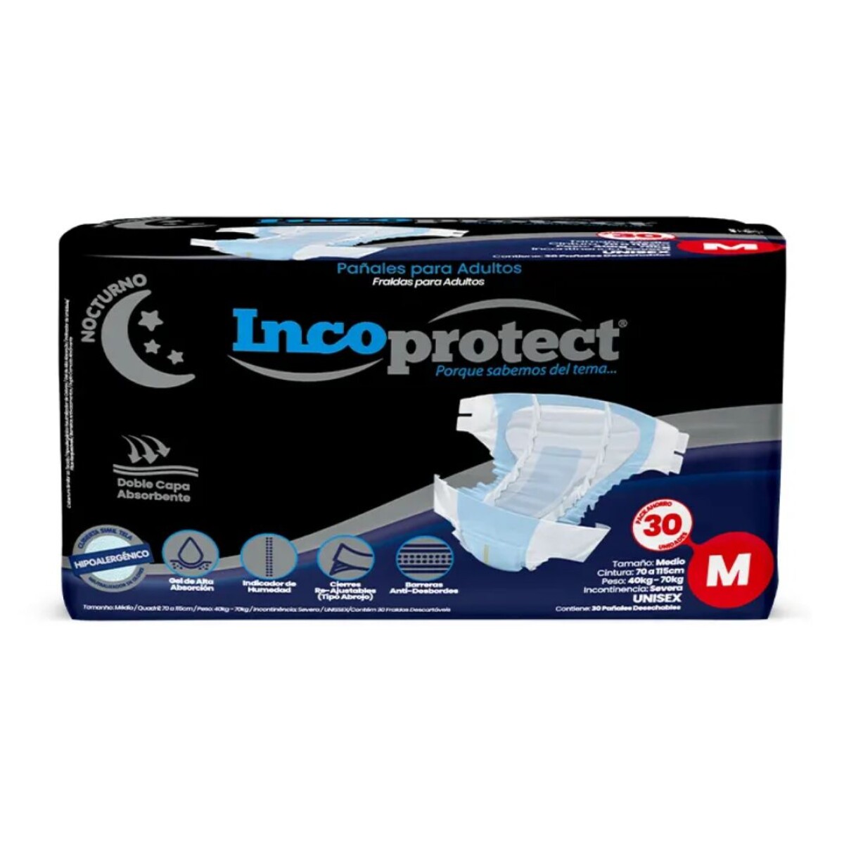 Pañales Nocturnos Incoprotect - M 