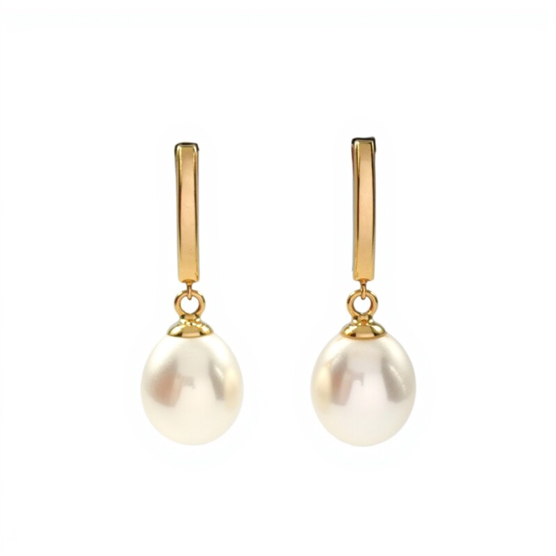 Caravanas Perlas colgantes - Oro bajo - Perla de río- CA8218 conperla