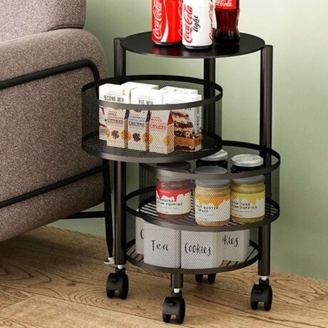 Carro Organizador Con 4 Estantes y Ruedas Negro