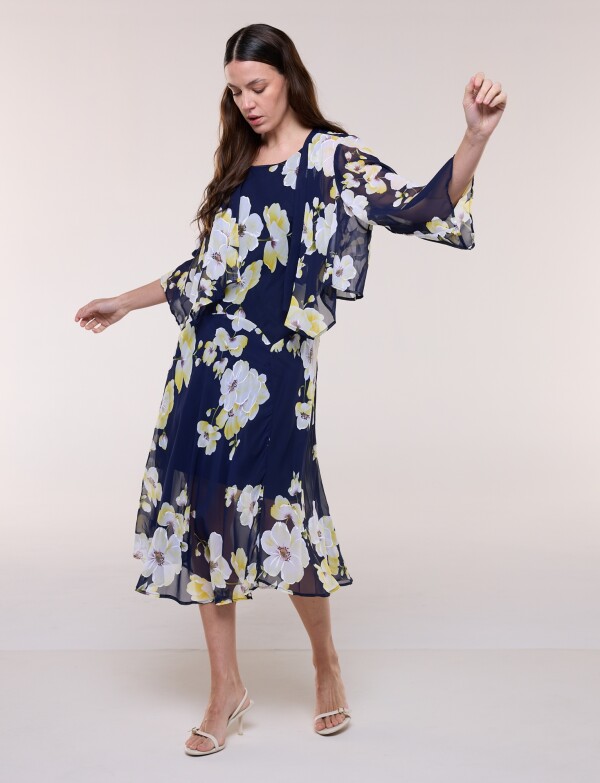 Conjunto Gasa Vestido & Capa AZUL