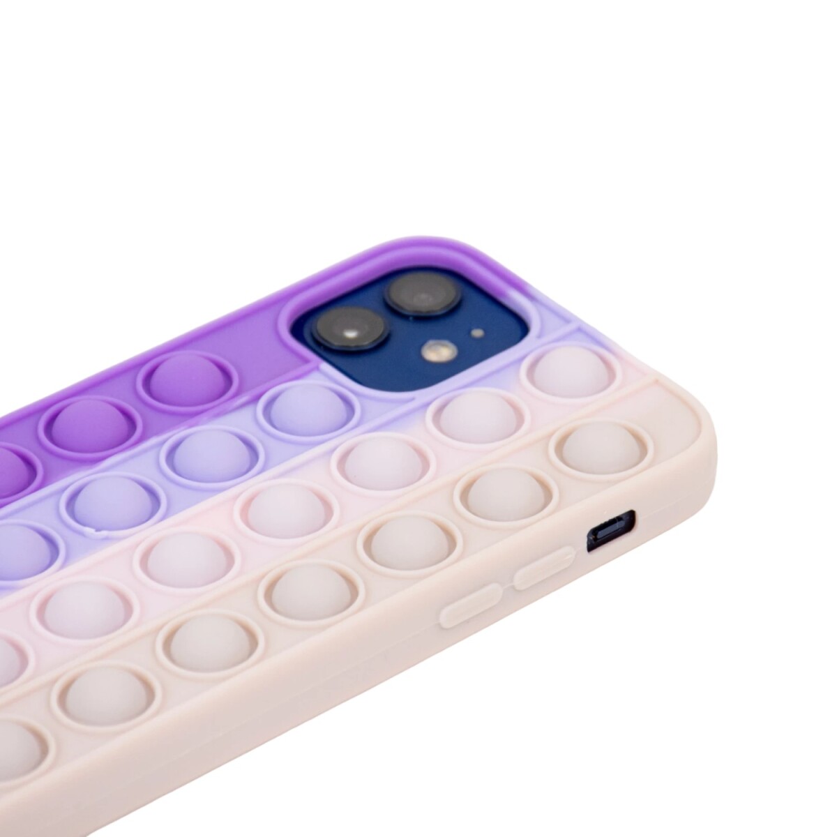 Estuche Funda Pop It De Silicona Iphone 12 - Violeta Y Rosado 