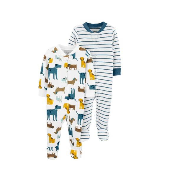 Enterito X2 algodón Carters con pie RN yellow DOGS