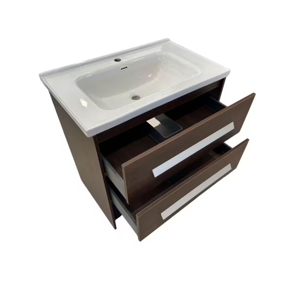 Mueble de baño de pie Lucania Nogal 80 cm con Bacha de Loza Mueble De Baño De Pie Lucania Nogal 80 Cm Con Bacha De Loza