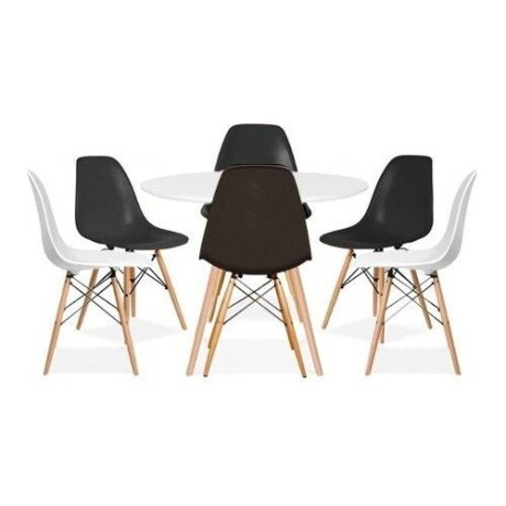 Juego de comedor Con Mesa Circular de 120cm + 6 sillas Eames Blanco