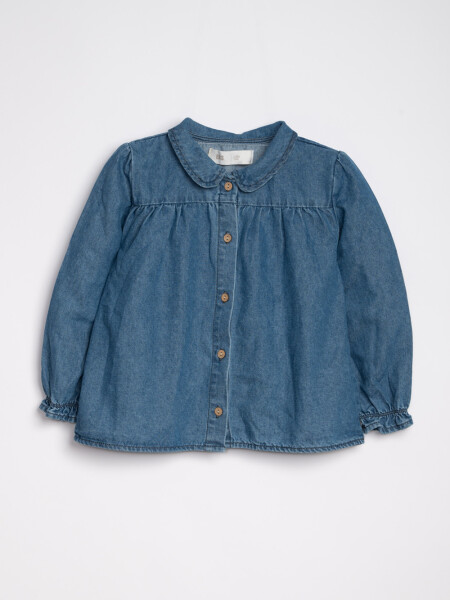 Blusa cuello volado jean Azul