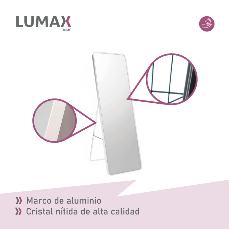 Espejo de pie o pared Glamour Lumax 180x80 cm living dormitorio Blanco