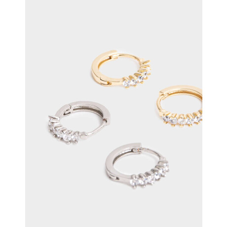 Aros Argollas Set Premium Silver Combinacion Bicolor