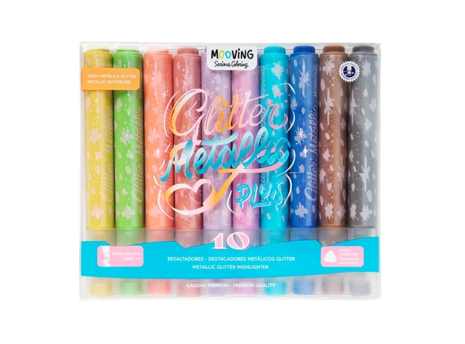 Marcador Mooving Glitter Metallic x 10 