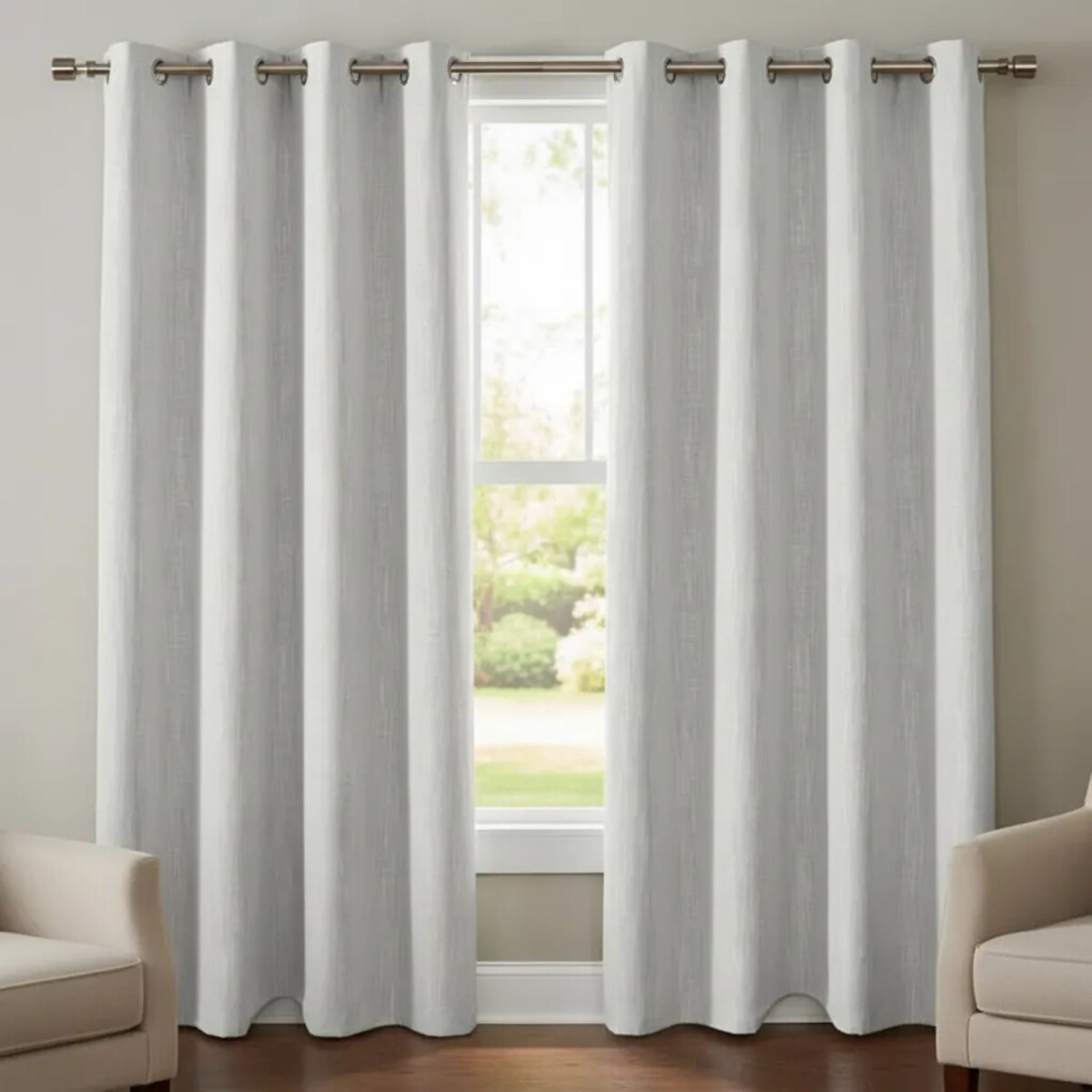 Cortina 100% Blackout 2 Paños Lumax Textura Lino 140x220cm - Blanco 