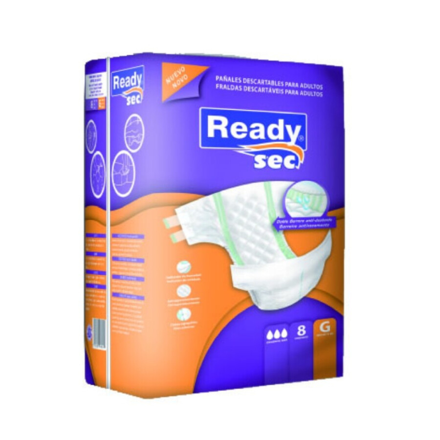 Pañales para Adulto Elastizados G x 8 Unidades – ReadySec Pañales para Adulto Elastizados G x 8 Unidades – ReadySec