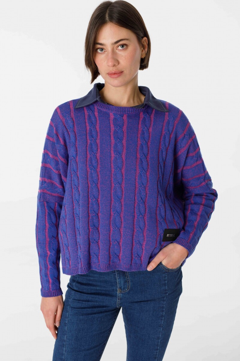Sweater Oceano Crop - Fucsia/Violeta 