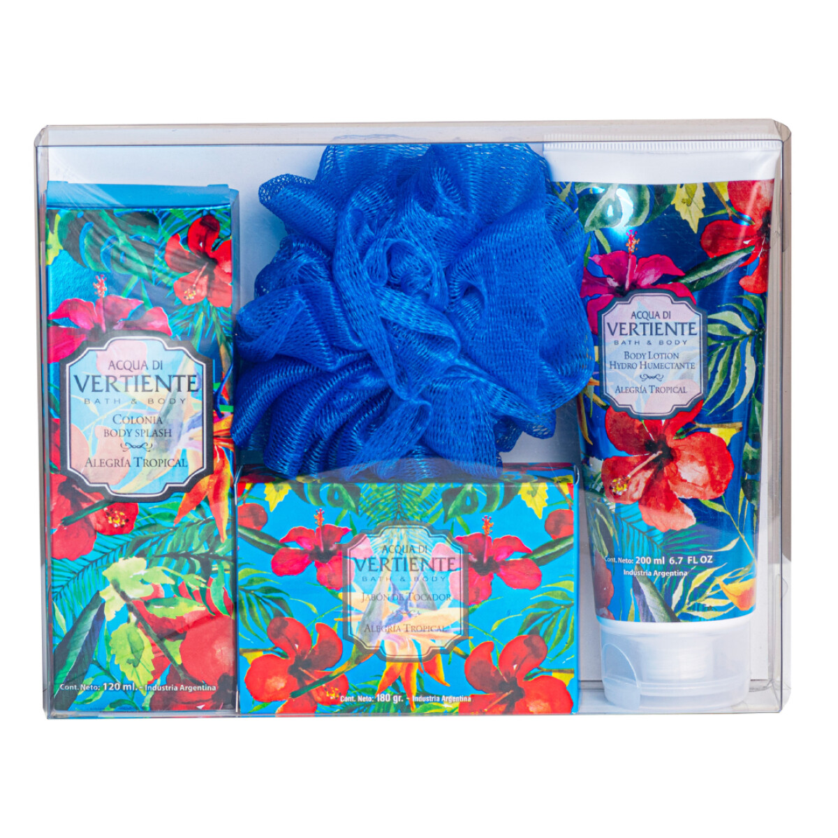 Body Lotion Acqua Di Vartiente Alegría Tropical 200ml + Jabón + Body Splash 120ml + Esponja - Pack 