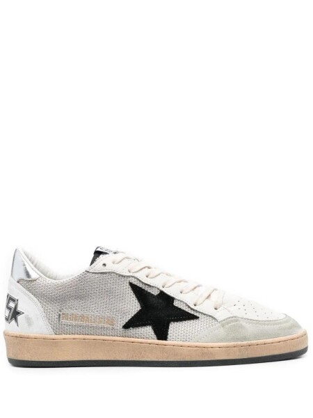 Golden Goose-Championes de malla y cuero acordonados, Ball star Blanco