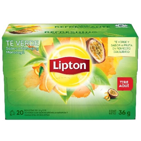 TE LIPTON X20U VERDE NARANJA Y MARACUYA TE LIPTON X20U VERDE NARANJA Y MARACUYA