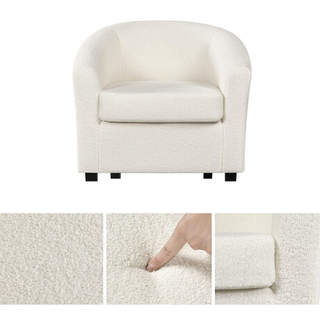 Sillón Blanco 1 Cuerpo Boucle Poltrona Respaldo Redondo BLANCO