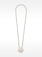 Collar Largo De Cuentas Con Colgante caqui