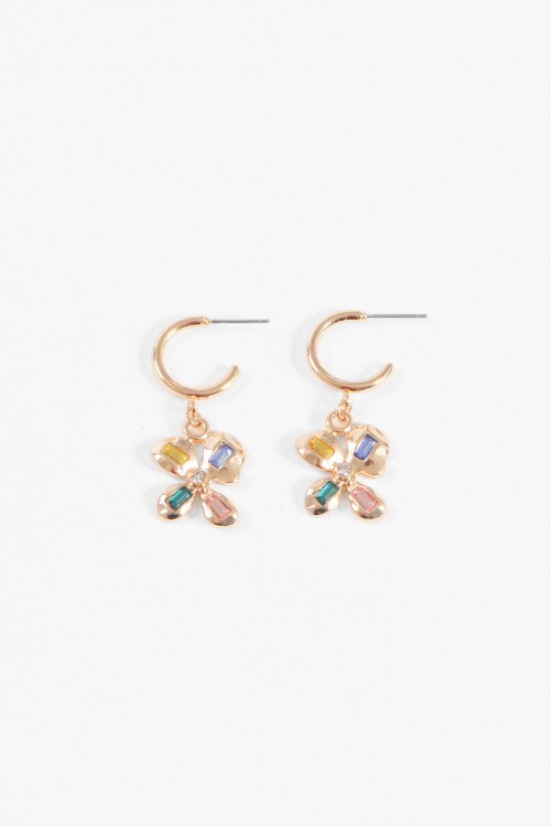 Aros dije flor vidrio dorado
