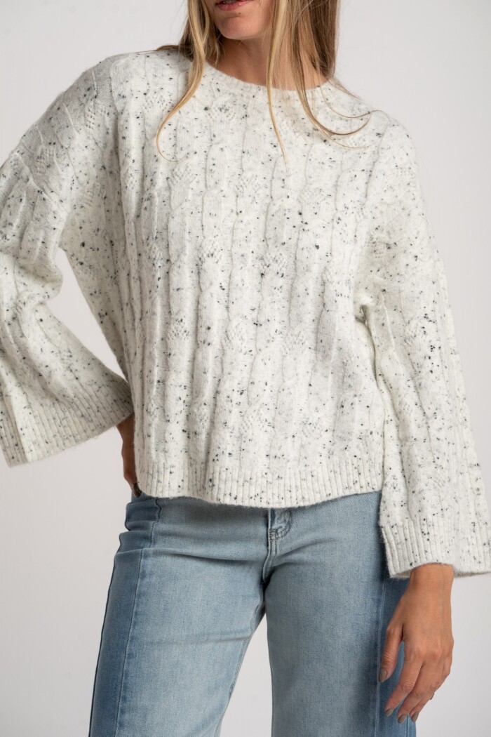 Sweater Texturado Bouttonne Gris Melange