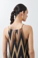 Vestido zig-zag tostado