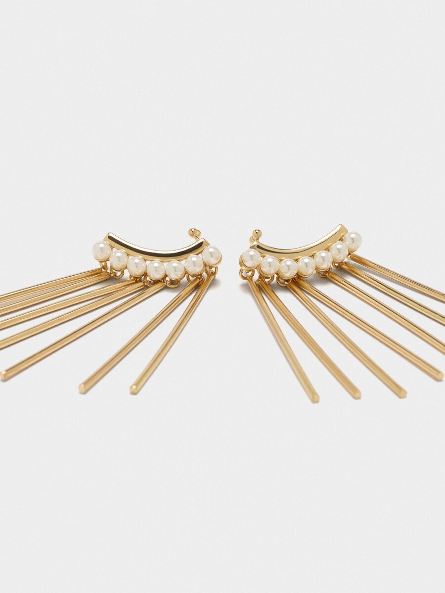 Pendientes Ear Jacket Con Perlas Y Barras blanco