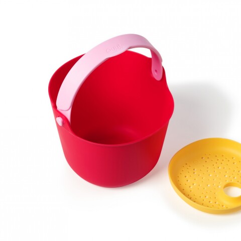 BUKI Balde De Playa Con Colador Apilable Modelo Cherry Banana Pink