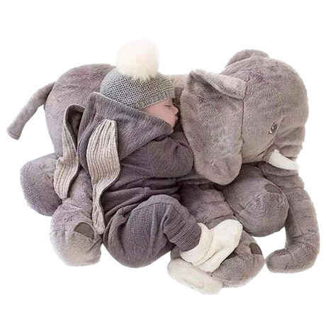 Peluche Almohada Elefante Almohadón De Apego 60cm Gris