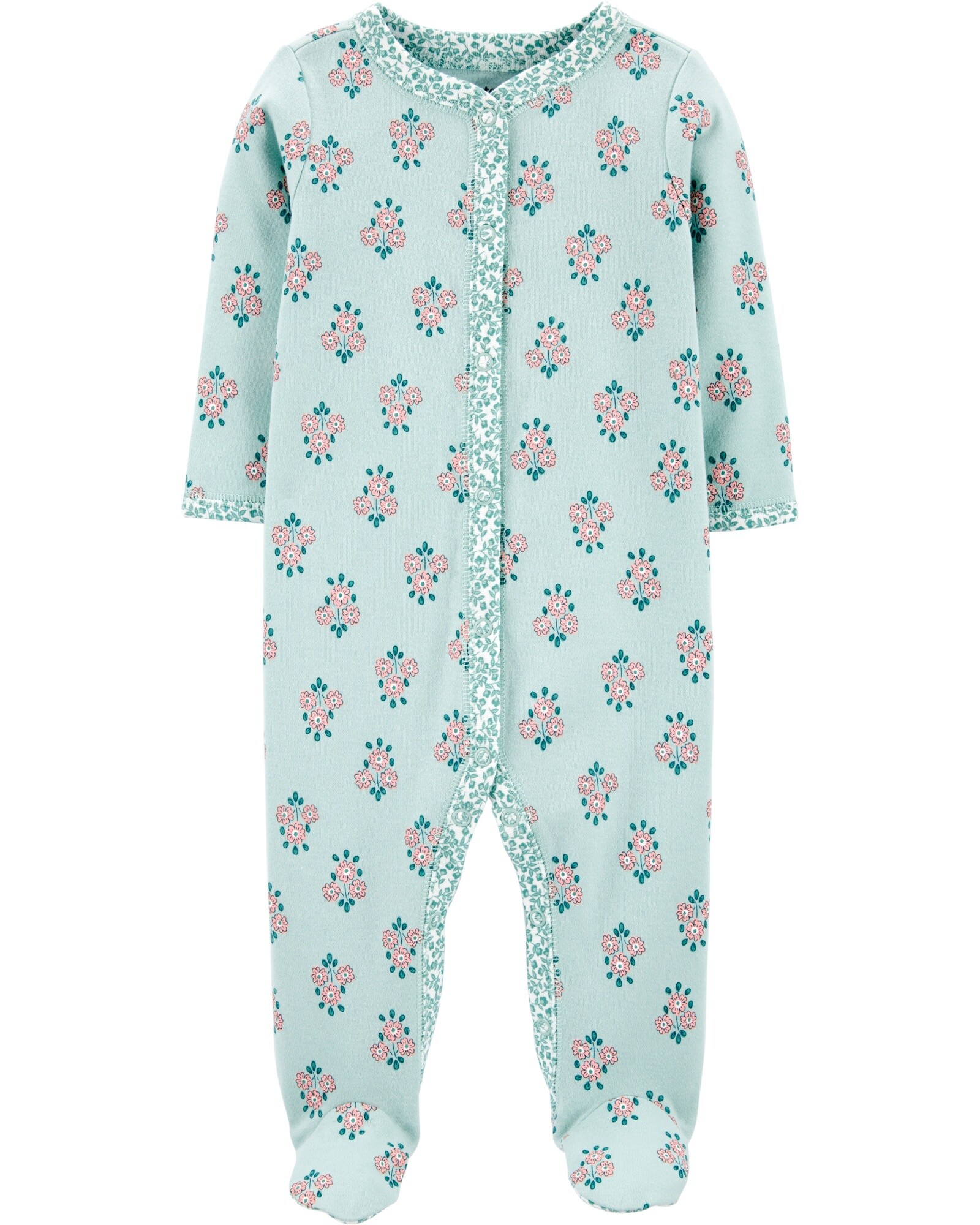 Pijama con Pie Floreado Algodón Sin color