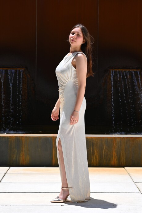 Vestido largo Fabricia Gris claro metalizado