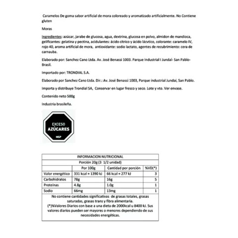 Gomitas Moras 500g Gomitas Moras 500g