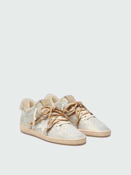 GOLDEN GOOSE - ZAPATILLA BALLSTAR EN GAMUZA CON BRILLO Y FORRO EN CORDERITO Alta Automática