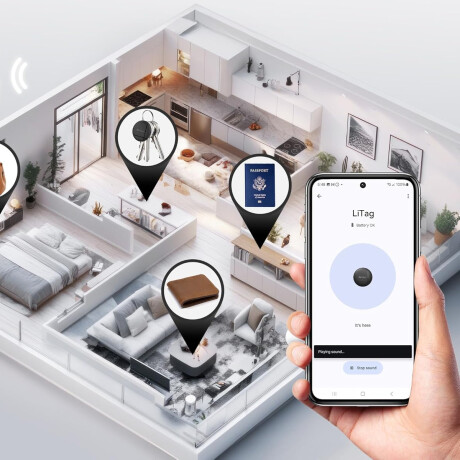 Tag Localizador para Android+IOS con llavero Negro