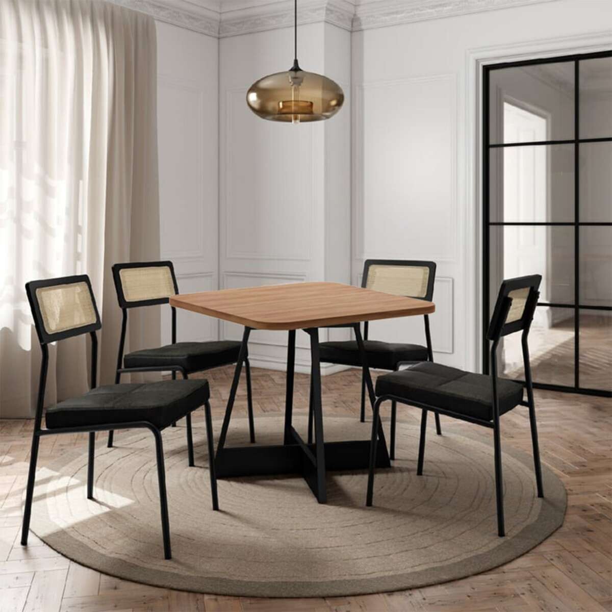 Juego de comedor Lux Atria Cuadrada - Negro 