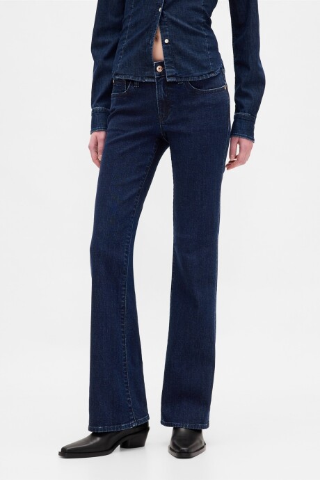 Jean Long And Lean Tiro Bajo Mujer Dark Indigo