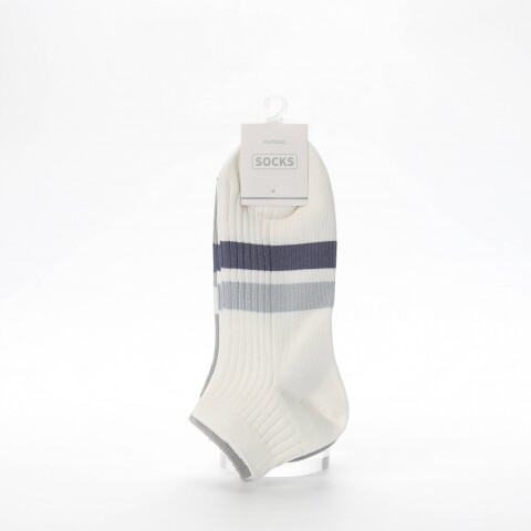 CALCETINES DE HOMBRE DE BAJO CORTE A RAYAS (2 PARES/BLANCO Y GRIS) CALCETINES DE HOMBRE DE BAJO CORTE A RAYAS (2 PARES/BLANCO Y GRIS)