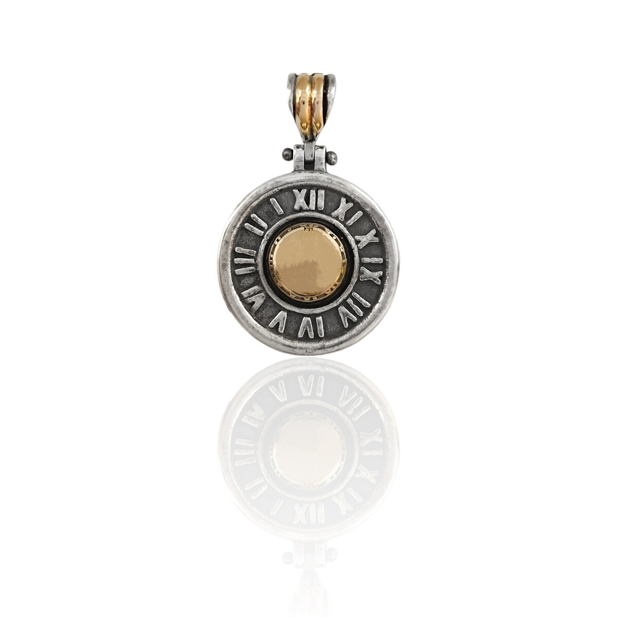 Dije medalla Números romanos - Plata y Oro - Sin piedra - CP5439 - sinpiedra 