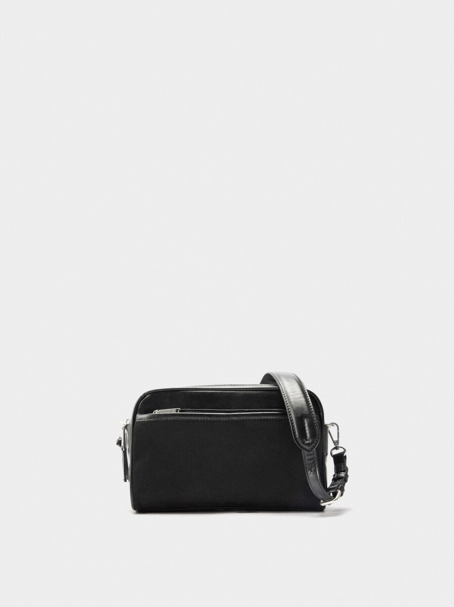 Bolso Bandolera Contraste De Texturas - negro 
