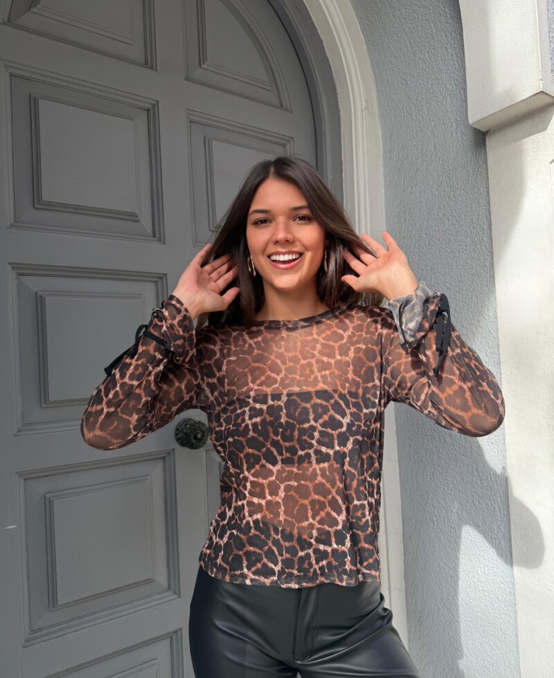 Remera print microtul marrón