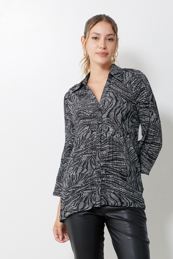 Camisa Plisada Print NEGRO/BLANCO