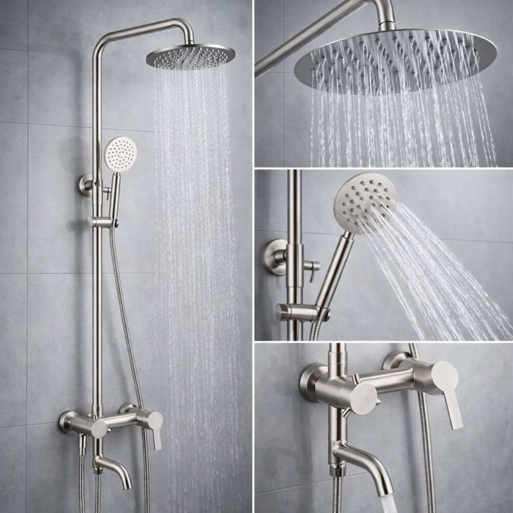 Barral de ducha Monocomando Exterior con transferencia Milano Gris Satinado Barral De Ducha Monocomando Exterior Con Transferencia Milano Gris Satinado