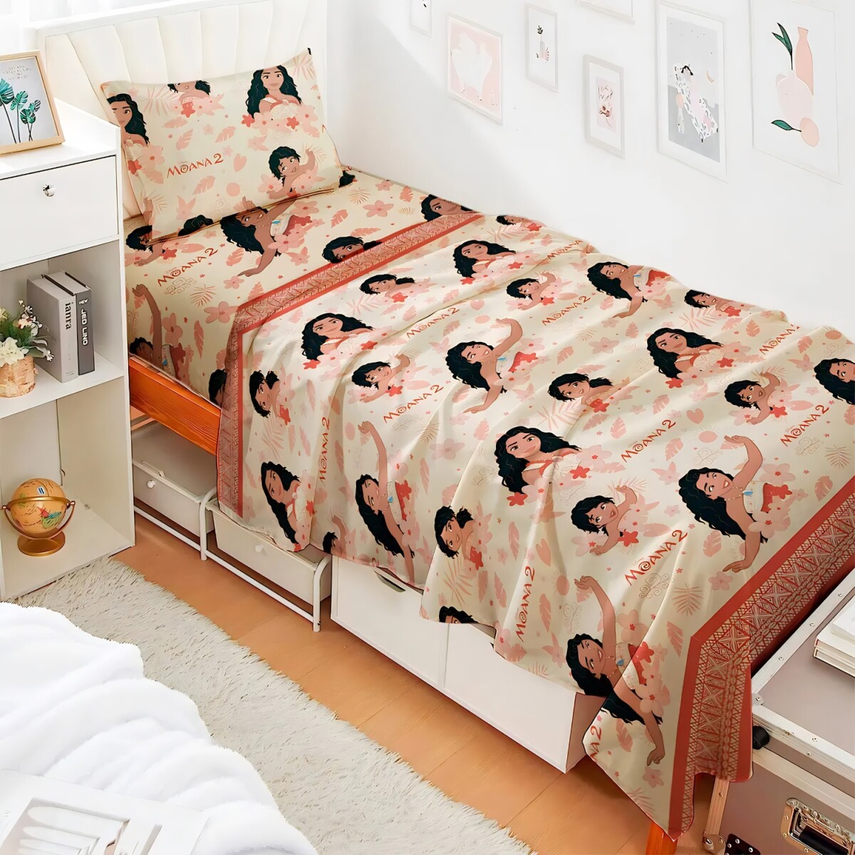 Juego De Sábanas Disney Infantil 1 Plaza Frozen Para Dormitorio Infantil - Moana 