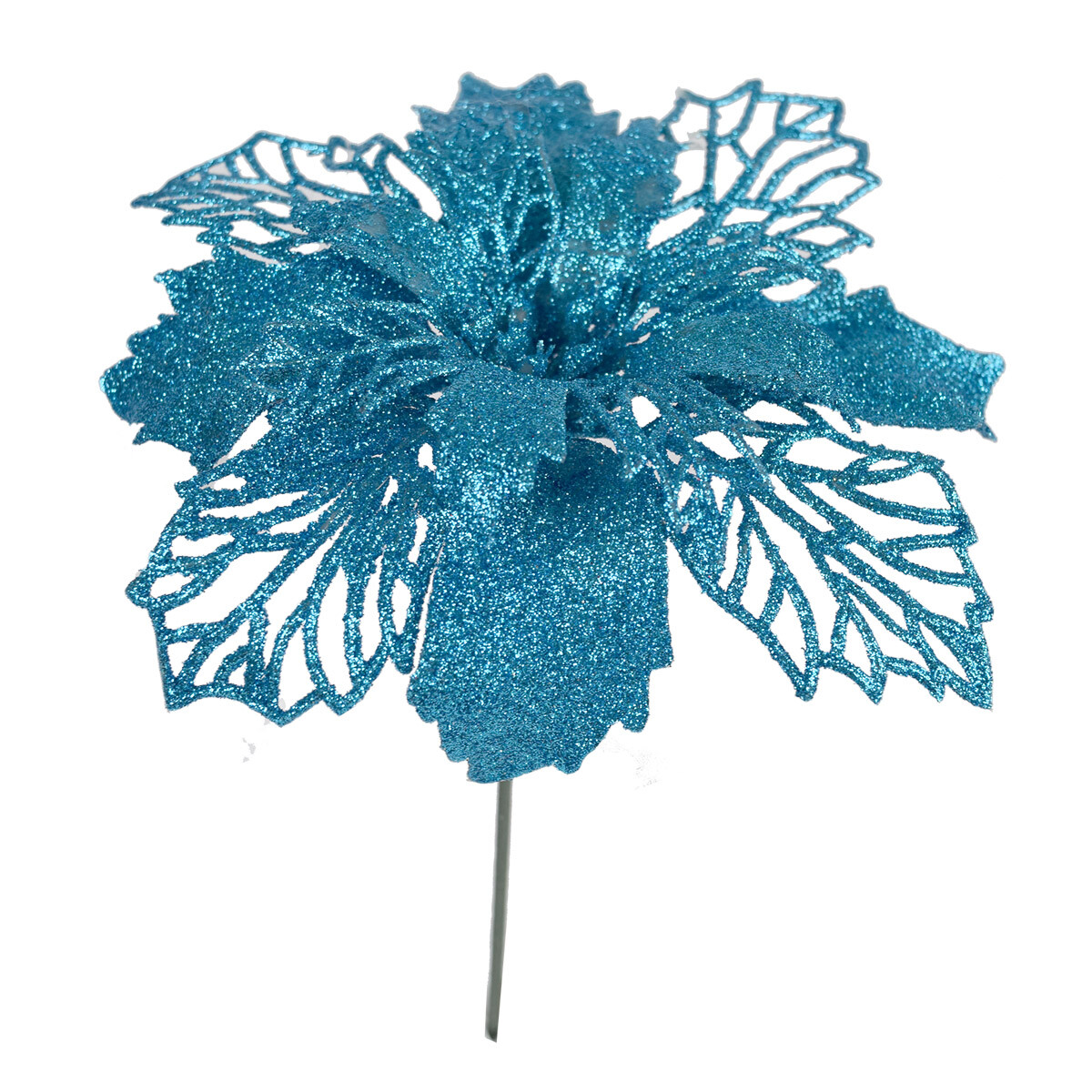 FLOR NAVIDEÑA 15CM AZUL 