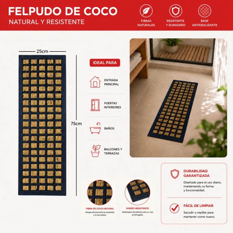 Felpudo coco 25x75cm ENTRAMADO