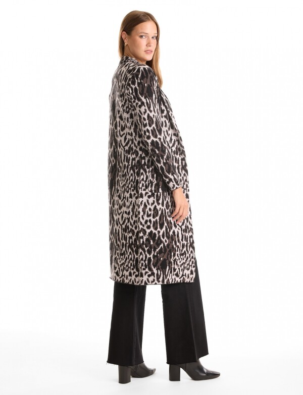 Chaqueta Tejida Larga NEGRO/GRIS