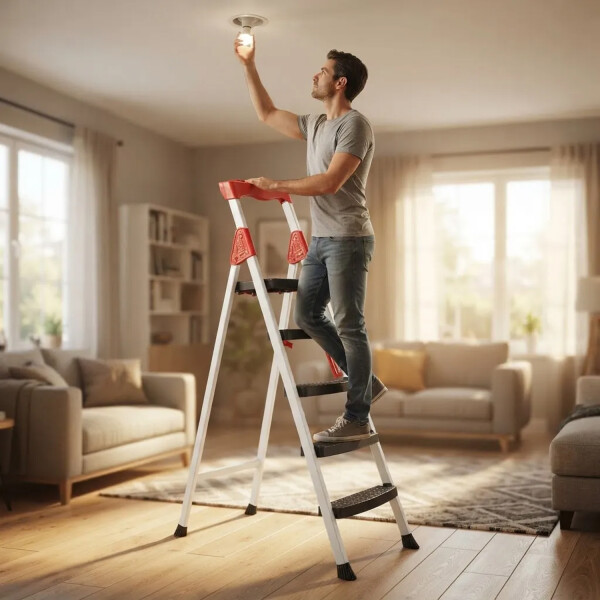 Escalera Metálica Plegable 4+1 Con Plataforma Zln1659 ESCALERA ZILAN ZLN1659