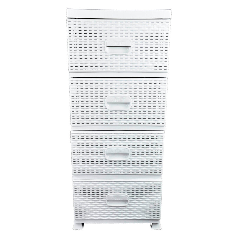 Gavetero cajonera simil ratán BLANCO