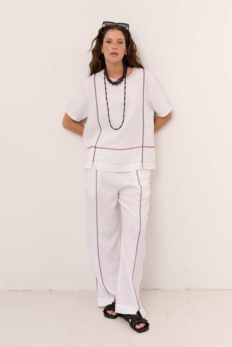 BLUSA LINO CRUZ - BLANCO 
