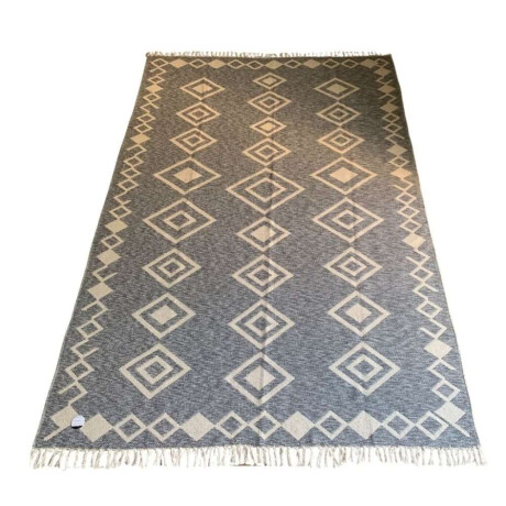 Alfombra C/Flecos 200X285Cm Azul Rombos Con Flecos Alfombra C/Flecos 200X285Cm Azul Rombos Con Flecos