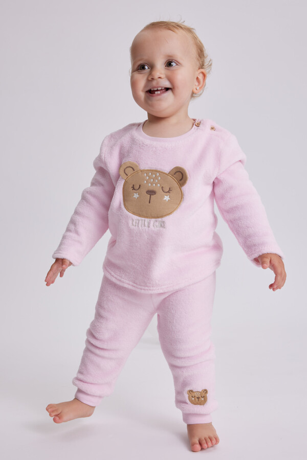 Set Pijama Polar Oso Rosa